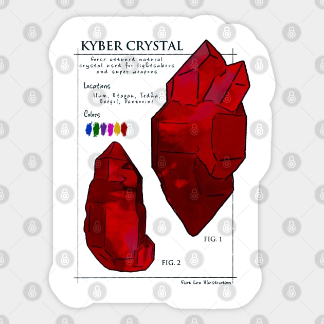Kyber Crystal Science Illustration in Red Sticker by fiatluxillust